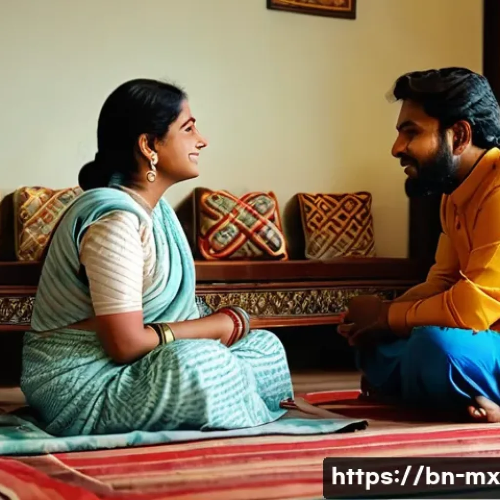 비폭력 커뮤니케이션을 위한 실천 공동체 - A warm and inviting scene of two Bengali adults sitting face-to-face in a cozy living room, actively...