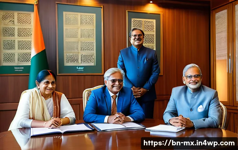 비폭력 커뮤니케이션을 통한 정치적 소통 - A diverse group of Bengali-speaking politicians sitting around a wooden conference table in a modern...