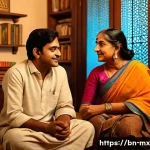 Home 22 비폭력 커뮤니케이션을 통한 위기 대처 전략 - A serene and respectful conversation scene between two Bengali adults in a warm, softly lit living r...