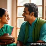 Home 20 비폭력 커뮤니케이션의 실용적인 예시 - A serene scene of two Bengali adults engaging in a calm conversation in a traditional living room se...