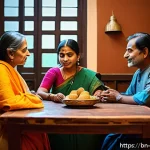 Home 19 비폭력 커뮤니케이션과 사회적 포용 - A serene indoor scene depicting a diverse group of Bengali adults engaged in peaceful dialogue aroun...