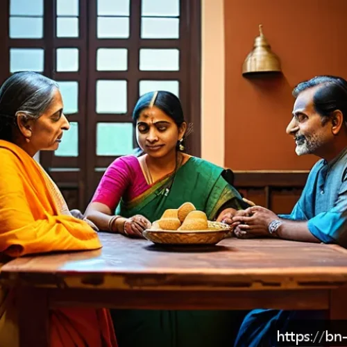 Home 31 비폭력 커뮤니케이션과 사회적 포용 - A serene indoor scene depicting a diverse group of Bengali adults engaged in peaceful dialogue aroun...